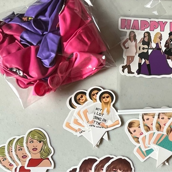 Taylor Swift Party Supplies Birthday Banner Cake Topper Cupcake Balloons Swiftie - Picture 7 of 8